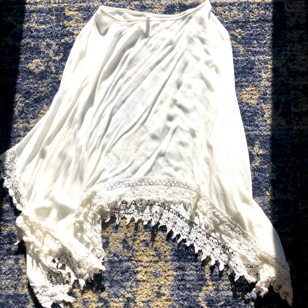White Maternity Shawl with Lace